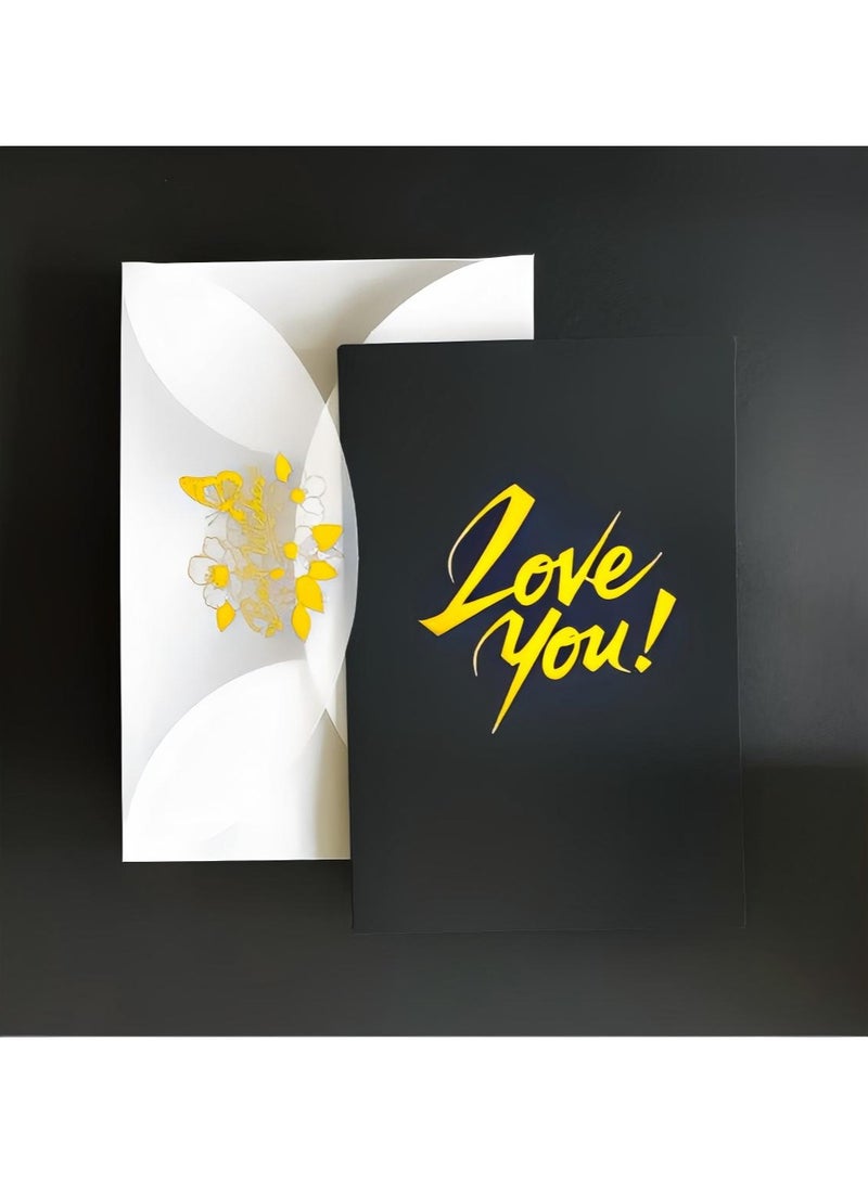 BenQuand Luxury Mysterious Black I Love You Card Valentines Day Gifts, Romantic Valentines Day Card  With Envelope And Seal  for Boyfriend Girlfriend - Image 1